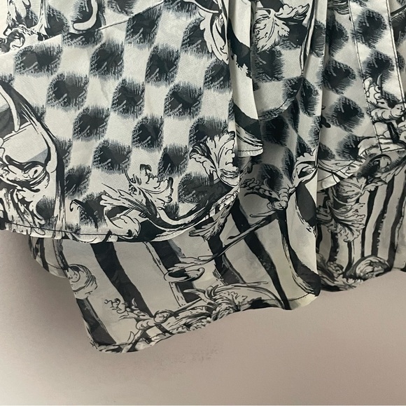 LINDI Asymmetrical Button-Down Shirt Ruffle Detail Black/White Size Medium - Picture 5 of 10